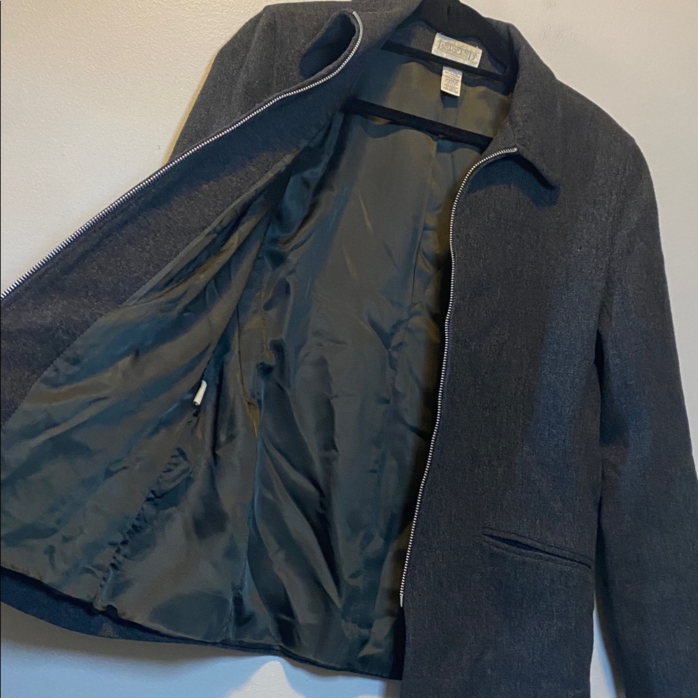 Lands End Vintage Jacket Women’s 6 Gray Wool Cashmere Blend Full Zip Collared - Picture 5 of 13